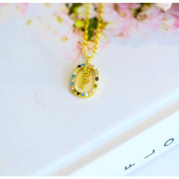 NEW 123 AMORE mi amor dipped initial necklace in gold - Picture 5 of 8